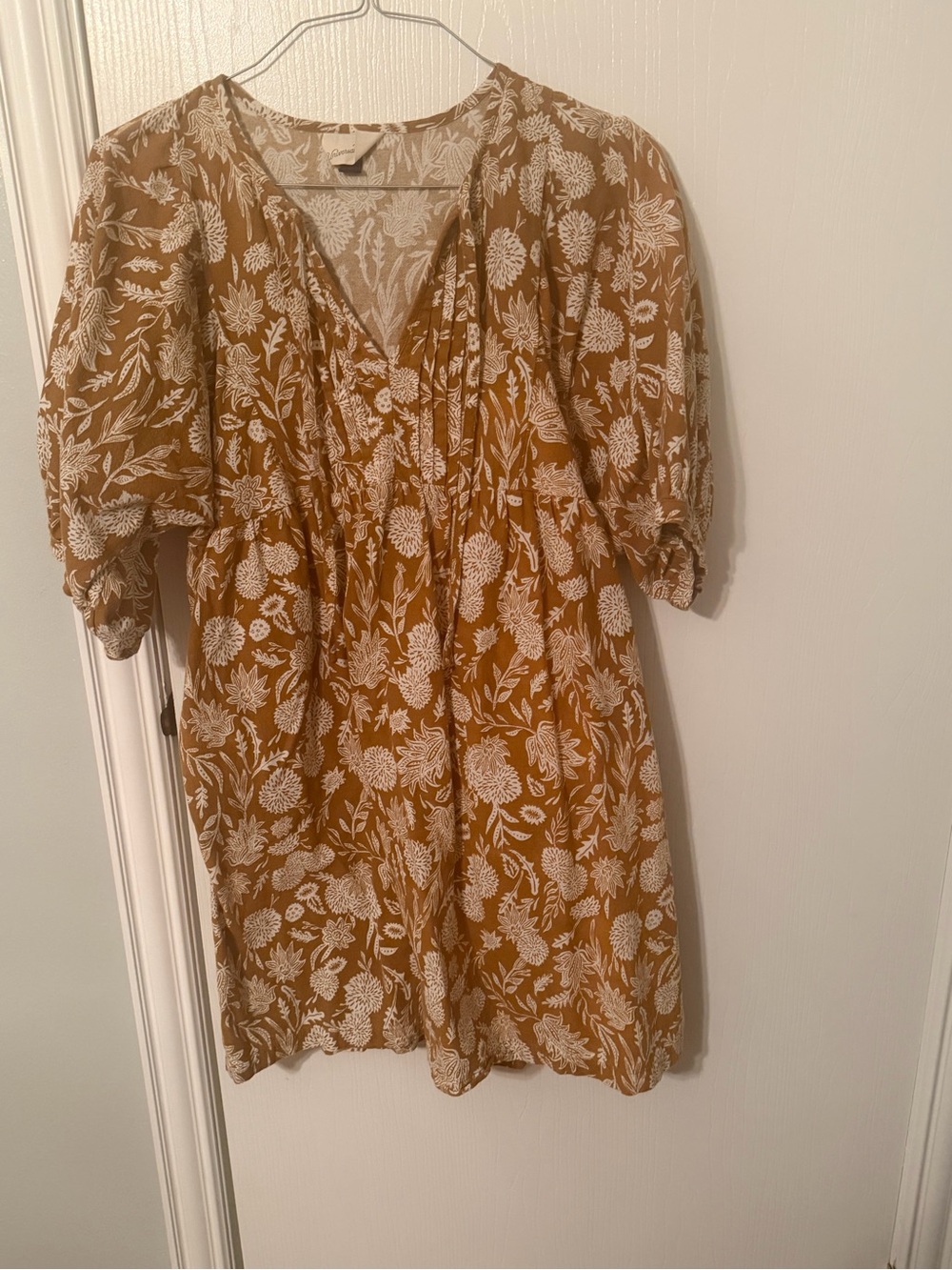 Universal Thread Mustard Floral V-Neck Smocked Dress